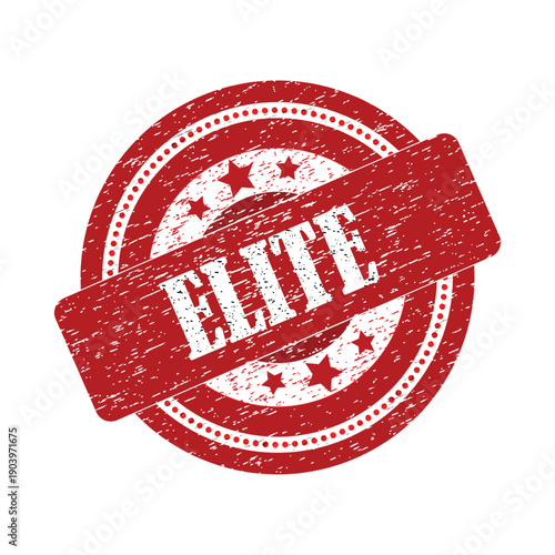 Red grunge elite stamp with stars and circular design