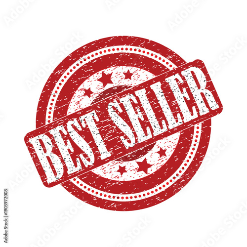 Red best seller stamp for marketing and sales materials