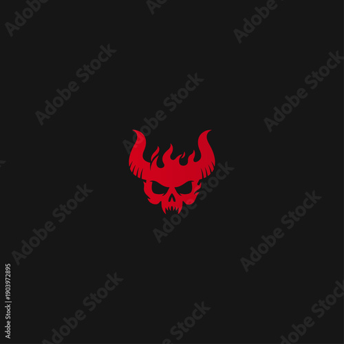 Fire skull logo icon flat vector design