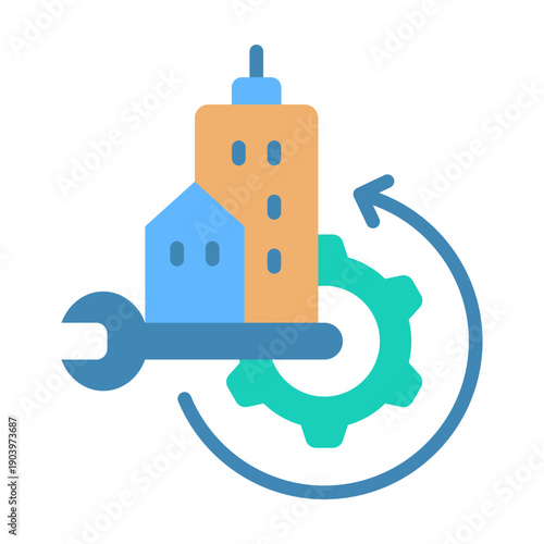 Infrastructure Repair Icon - Flat Color