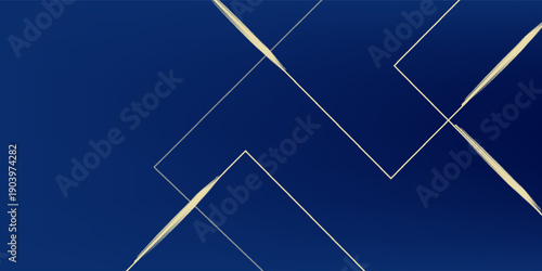 Abstract template dark blue luxury premium background with luxury triangles pattern and gold lighting lines