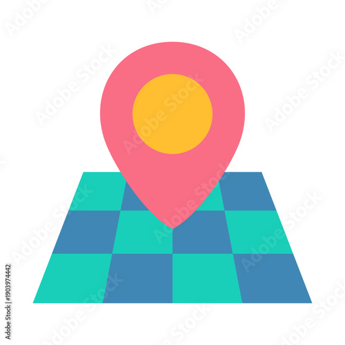 Gis Mapping Icon - Flat Color