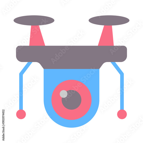 Drone Surveillance Icon - Flat Color