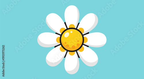 White Daisy Flower with Yellow Center Illustration.
