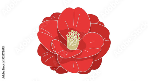 Red Flower Illustration with Golden Center.