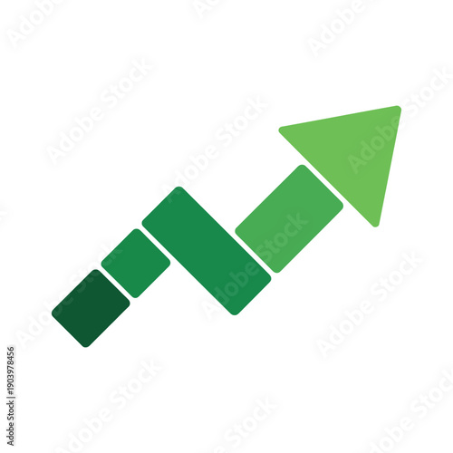 A green arrow pointing upwards in a graph
