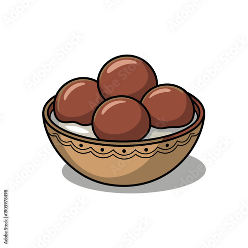 A bowl of traditional Indian sweet Gulab Jamun dessert