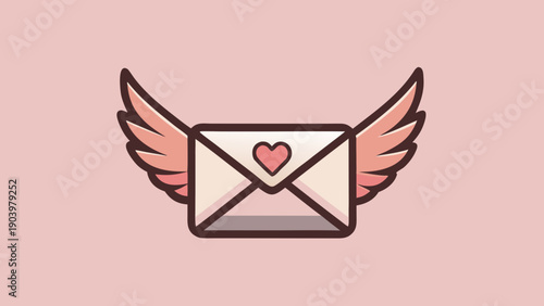 Vector icon of an envelope with wings. Love message. Declaration of love.