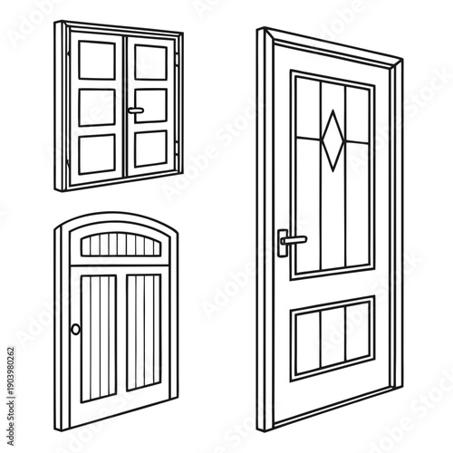 Set of door in vector format