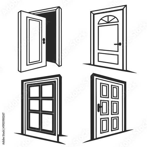 Set of door in vector format