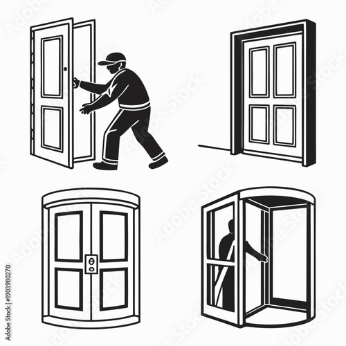 Set of door in vector format