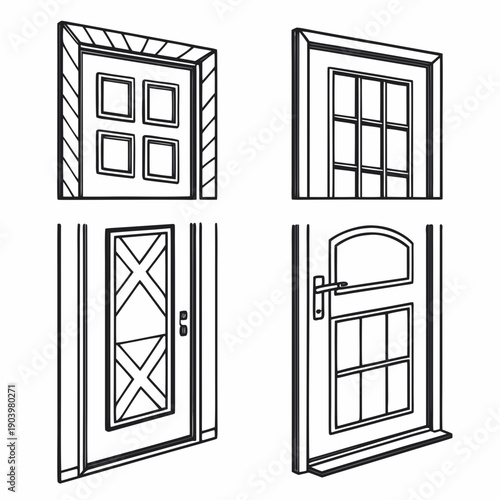 Set of door in vector format