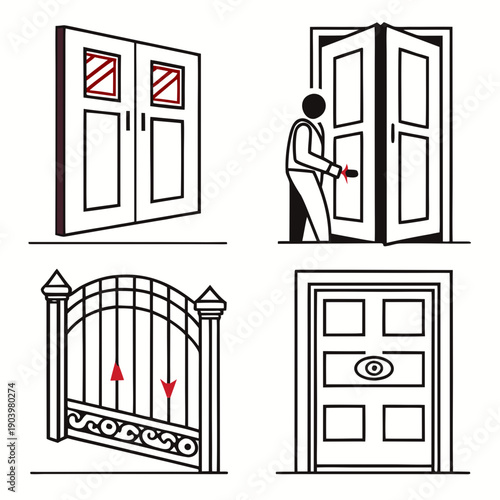 Set of door in vector format