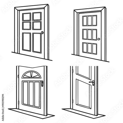 Set of door in vector format