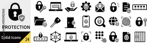 ベクターの保護に関するシルエットアイコンセット
