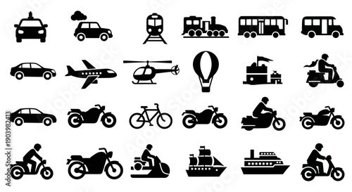 Collection of Various Vehicle Silhouettes.