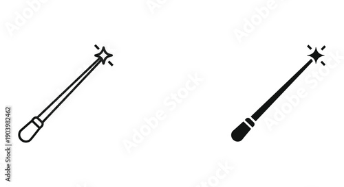 Magic Wands with Stars Illustration, Fantasy, and Mythology Elements