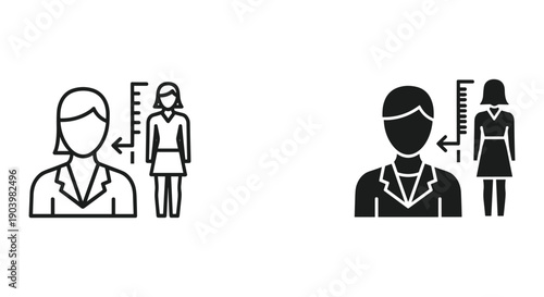 Gender equality icons family career growth flat design vector illustration isolated on white background
