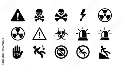 Warning Signs and Hazard Symbols Collection.