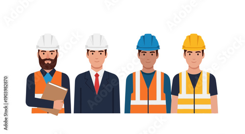 Construction and Engineering Team Professionals Flat Vector