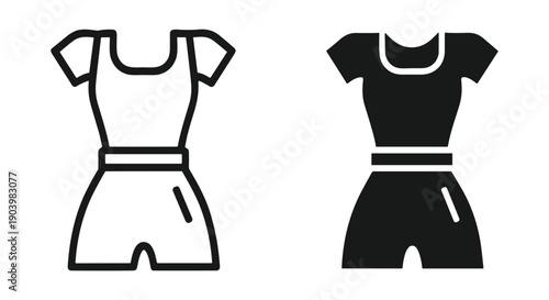 Fashionable Women's Romper Outfits in Minimalist Design, Front View, White and Black