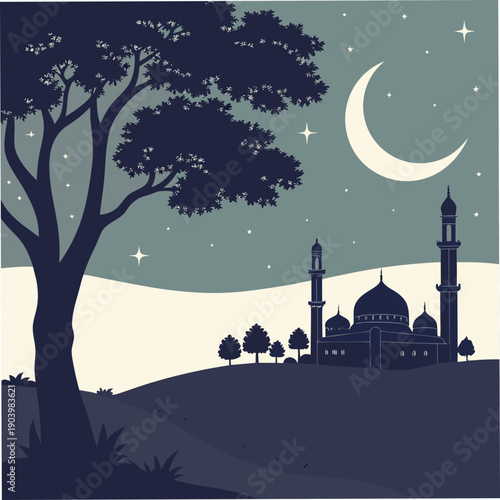 ramadan dark night with moon illustration