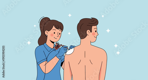 Professional Female Tattoo Artist Inking Art on Male Client Shoulder