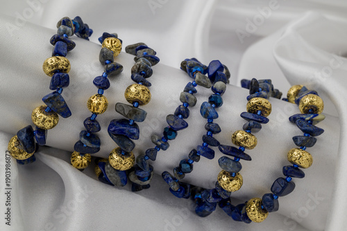 bracelet with natural stones on black background