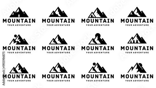 Mountain Logo Set in Minimalist Outdoor Style