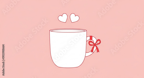 Adorable coffee mug with hearts and bow for romantic occasions