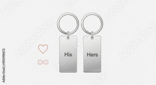 Elegant his and hers silver keychains with heart and infinity symbols