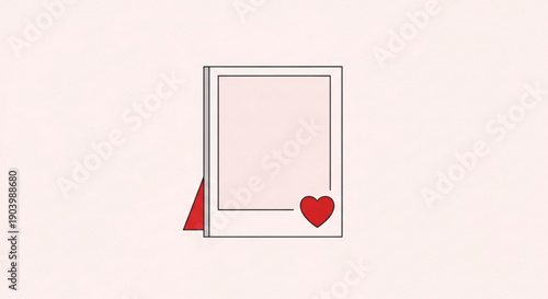 Minimalist polaroid photo with red heart symbol on corner
