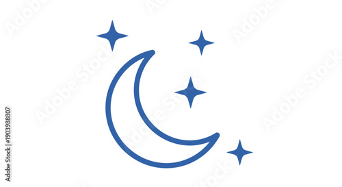 Crescent Moon with Stars Illustration.