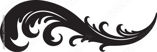 Elegant black swirl design element on white background vector