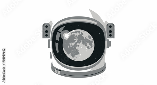 Astronaut Helmet View of Earth from Space.