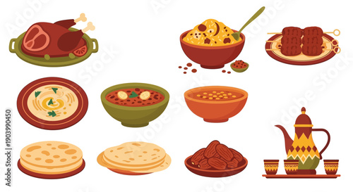 Assorted Middle Eastern Cuisine and Tea.