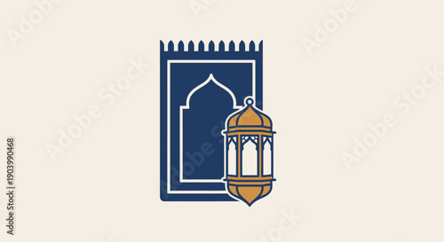 Canvas Print Islamic Lantern and Quran Illustration Design.