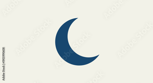 Crescent Moon Icon in Dark Blue.