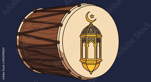 Darbuka Drum with Lantern Design Element.