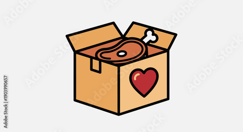 Steak with Bone in Cardboard Box.