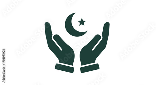 Hands Holding Crescent Moon and Star.