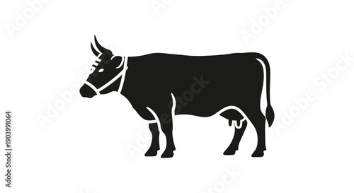 Black Silhouette of a Cow Standing.