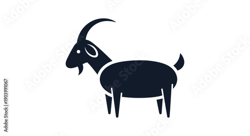 Black Silhouette of a Goat Standing.