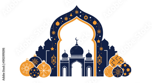 Islamic Mosque Archway Graphic Illustration Design.