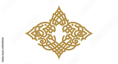 Golden Ornate Floral Pattern Design Element.