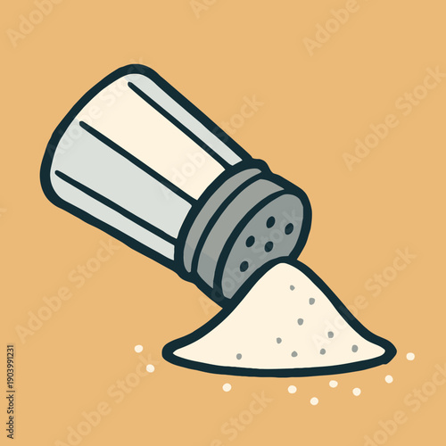 Flat vector illustration of spilled salt shaker