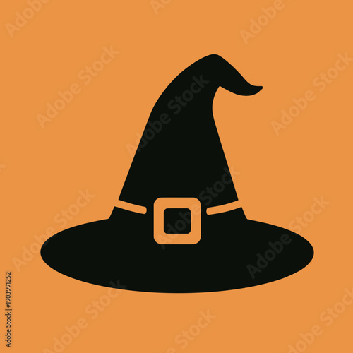 Flat vector art of a witch hat silhouette