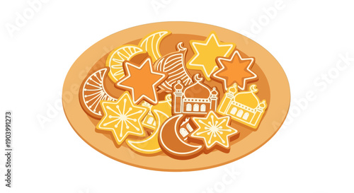 Assorted Christmas Cookies on Wooden Board.