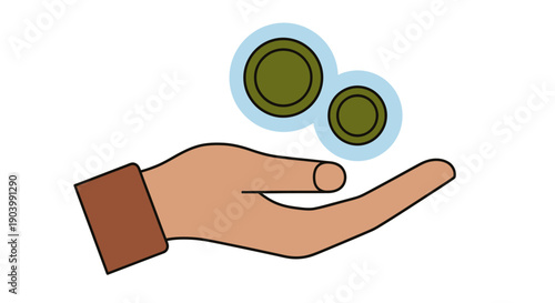 Hand Holding Cryptocurrency Coins Illustration.