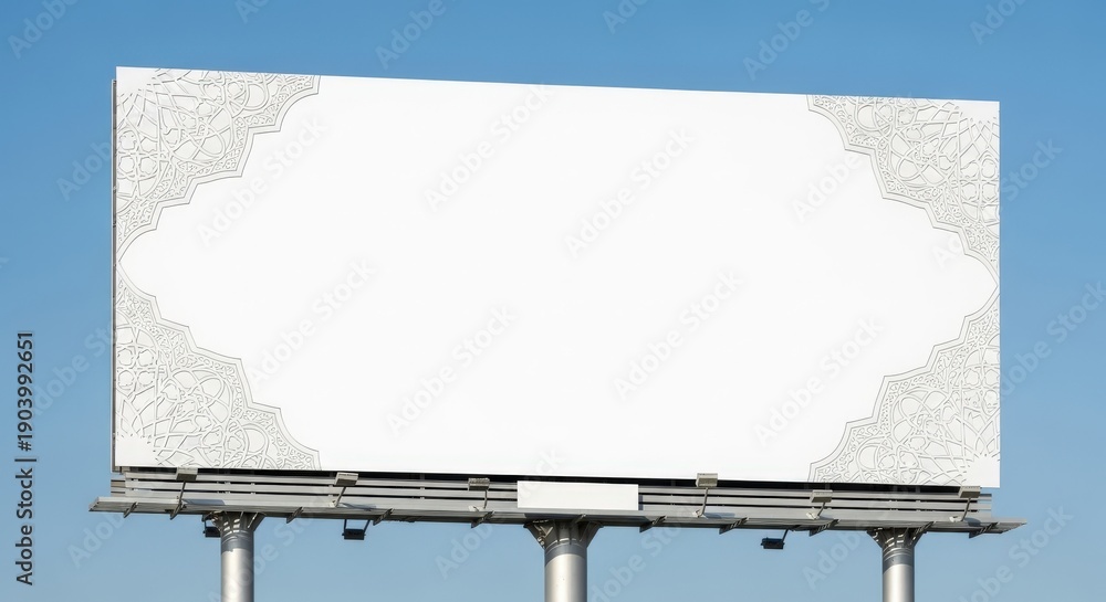 Obraz premium Blank Billboard Against Clear Blue Sky.